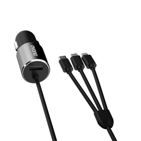 Dudao 3w1 ładowarka samochodowa USB 3,4 A wbudowany kabel Lightning / USB Typ C / micro USB czarny (R5ProN black) Dudao 3w1 ładowarka samochodowa USB 3,4 A wbudowany kabel Lightning / USB Typ C / micro USB czarny (R5ProN black)