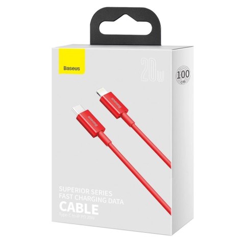 Kabel Baseus Superior Series USB-C / Lightning PD 20W 1 m - czerwony Kabel Baseus Superior Series USB-C / Lightning PD 20W 1 m - czerwony