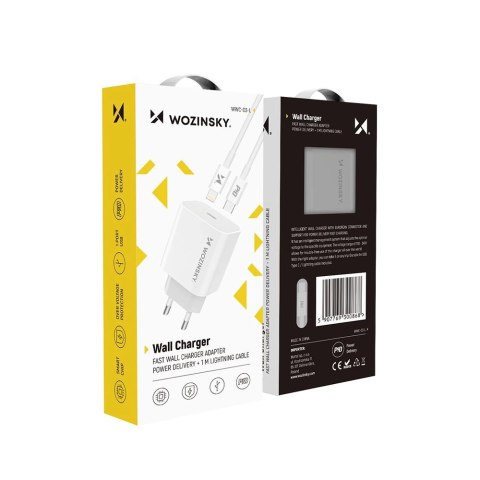 Wozinsky szybka ładowarka USB C PD 20W + kabel USB C / Lightning 1m biały Wozinsky szybka ładowarka USB C PD 20W + kabel USB C / Lightning 1m biały