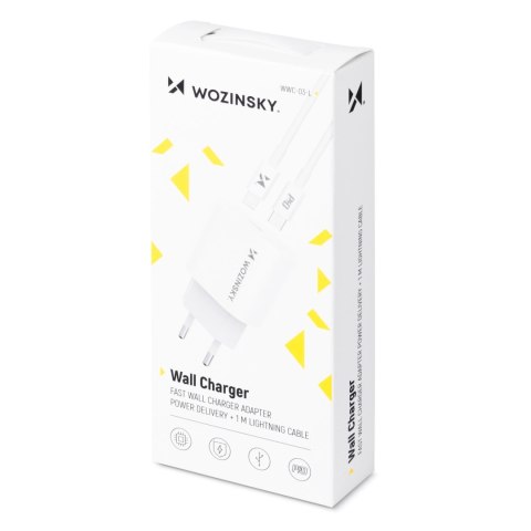 Wozinsky szybka ładowarka USB C PD 20W + kabel USB C / Lightning 1m biały Wozinsky szybka ładowarka USB C PD 20W + kabel USB C / Lightning 1m biały