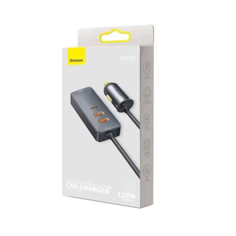 Baseus ładowarka samochodowa Share Together 2w1 PD 120W 2x USB 2x USB-C szara Baseus ładowarka samochodowa Share Together 2w1 PD 120W 2x USB 2x USB-C szara
