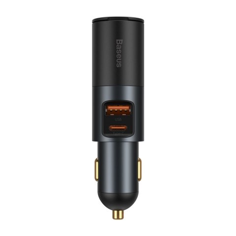 Baseus ładowarka samochodowa Share Together PD 120W 1x USB 1x USB-C szara z gniazdem zapalniczki Baseus ładowarka samochodowa Share Together PD 120W 1x USB 1x USB-C szara z gniazdem zapalniczki