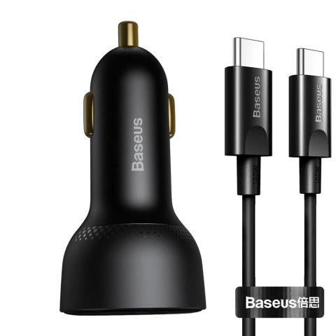 Baseus ładowarka samochodowa Superme PD 100W 1x USB 1x USB-C czarna + kabel USB-C - USB-C Baseus ładowarka samochodowa Superme PD 100W 1x USB 1x USB-C czarna + kabel USB-C - USB-C