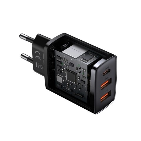 Baseus ładowarka sieciowa Compact PD 30W 1x USB-C 2x USB czarna Baseus ładowarka sieciowa Compact PD 30W 1x USB-C 2x USB czarna