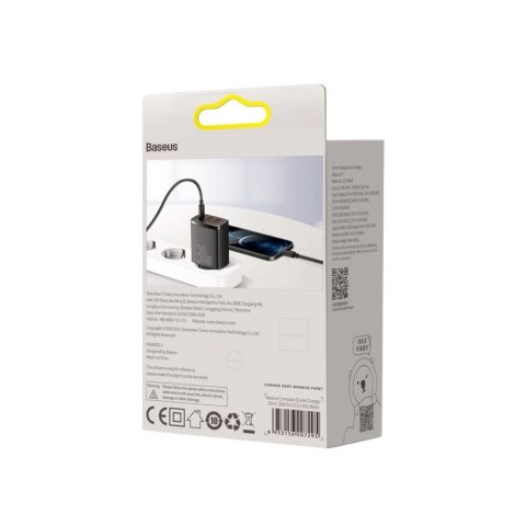 Baseus ładowarka sieciowa Compact PD 30W 1x USB-C 2x USB czarna Baseus ładowarka sieciowa Compact PD 30W 1x USB-C 2x USB czarna