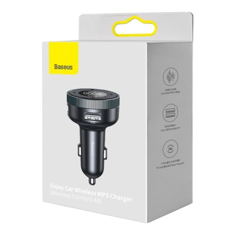 Baseus transmiter FM Enjoy Bluetooth MP3 ładowarka samochodowa czarna Baseus transmiter FM Enjoy Bluetooth MP3 ładowarka samochodowa czarna