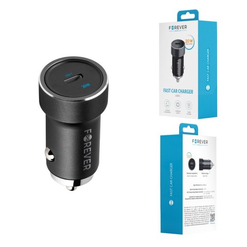Forever ładowarka samochodowa PD QC CC-06 1x USB-C 20W czarna Forever ładowarka samochodowa PD QC CC-06 1x USB-C 20W czarna