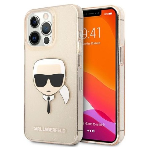 Karl Lagerfeld nakładka do iPhone 13 Pro Max 6,7" KLHCP13XKHTUGLGO złota hard case Glitter Karl`s Head