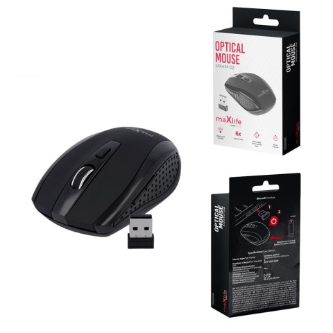 Maxlife Home Office mysz optyczna bezprzewodowa MXHM-02 800/1200/1600 DPI czarna Maxlife Home Office mysz optyczna bezprzewodowa MXHM-02 800/1200/1600 DPI czarna