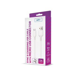 Setty kabel USB - microUSB 1,0 m 2A biały NEW