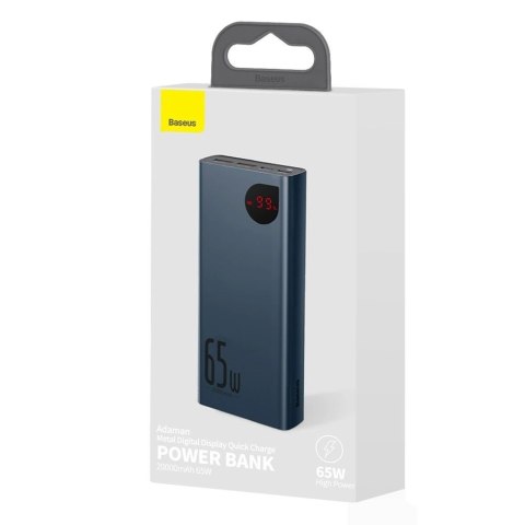 Baseus Adaman powerbank 2x USB / 1x USB Typ C / 1x micro USB 20000mAh 65W Quick Charge 4.0 Power Delivery niebieski (PPIMDA-D03) Baseus Adaman powerbank 2x USB / 1x USB Typ C / 1x micro USB 20000mAh 65W Quick Charge 4.0 Power Delivery niebieski (PPIMDA-D03)