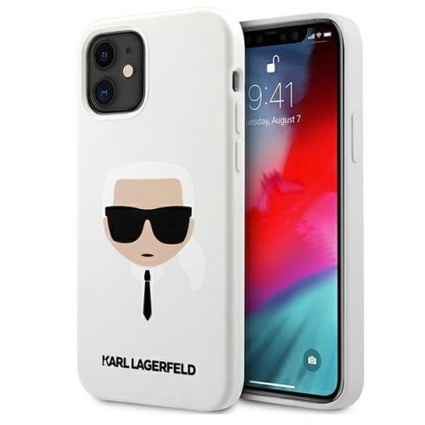 Etui Karl Lagerfeld Silicone Karl's Head na iPhone 12 mini - białe Etui Karl Lagerfeld Silicone Karl's Head na iPhone 12 mini - białe