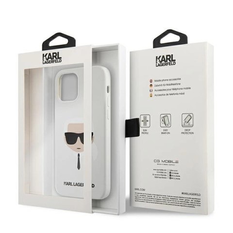 Etui Karl Lagerfeld Silicone Karl's Head na iPhone 12 mini - białe Etui Karl Lagerfeld Silicone Karl's Head na iPhone 12 mini - białe