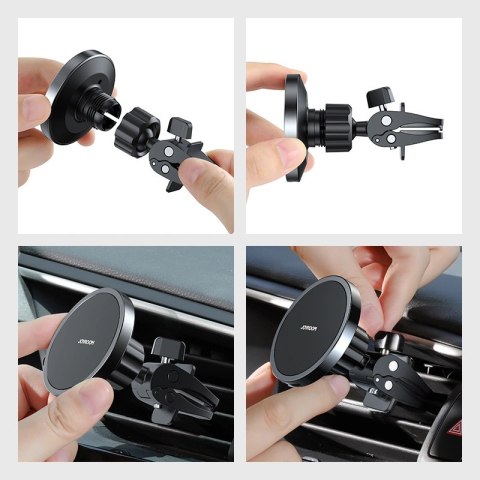 Joyroom samochodowy uchwyt magnetyczny bezprzewodowa indukcyjna ładowarka Qi 15 W (kompatybilna z MagSafe do iPhone) czarny (JR- Joyroom samochodowy uchwyt magnetyczny bezprzewodowa indukcyjna ładowarka Qi 15 W (kompatybilna z MagSafe do iPhone) czarny (JR-