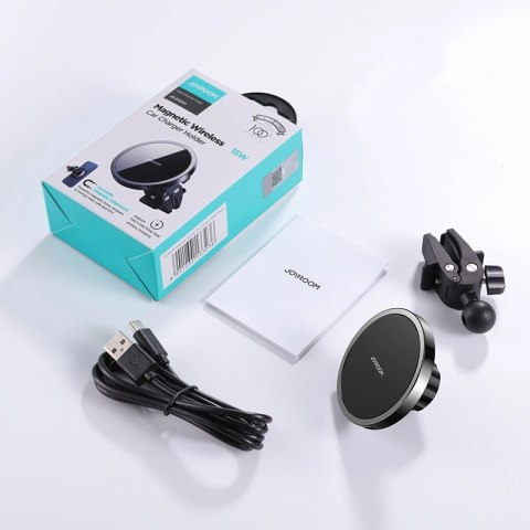 Joyroom samochodowy uchwyt magnetyczny bezprzewodowa indukcyjna ładowarka Qi 15 W (kompatybilna z MagSafe do iPhone) czarny (JR- Joyroom samochodowy uchwyt magnetyczny bezprzewodowa indukcyjna ładowarka Qi 15 W (kompatybilna z MagSafe do iPhone) czarny (JR-