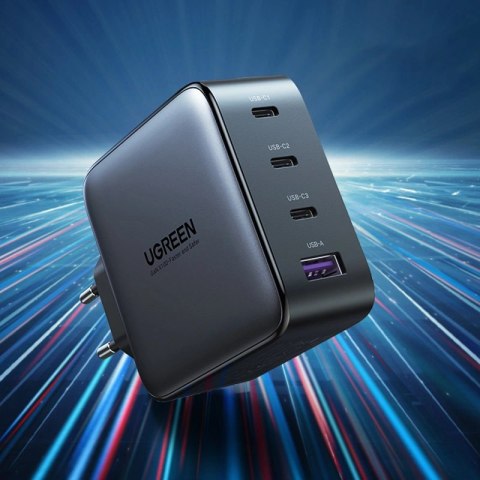 Ugreen GaN szybka ładowarka 3x USB Typ C / USB Power Delivery 3.0 QuickCharge 4+ FCP SCP AFC 100W EU czarny (CD226 40747) Ugreen GaN szybka ładowarka 3x USB Typ C / USB Power Delivery 3.0 QuickCharge 4+ FCP SCP AFC 100W EU czarny (CD226 40747)