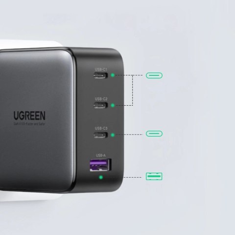 Ugreen GaN szybka ładowarka 3x USB Typ C / USB Power Delivery 3.0 QuickCharge 4+ FCP SCP AFC 100W EU czarny (CD226 40747) Ugreen GaN szybka ładowarka 3x USB Typ C / USB Power Delivery 3.0 QuickCharge 4+ FCP SCP AFC 100W EU czarny (CD226 40747)