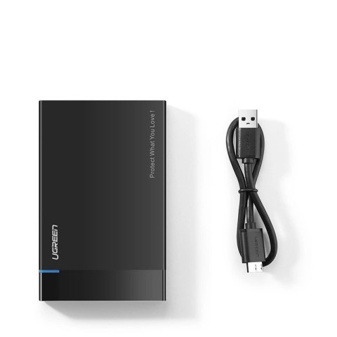 Ugreen kieszeń na dysk HDD SSD obudowa dysku SATA 2,5'' USB 3.2 Gen 1 (5 Gbps) micro USB SuperSpeed + kabel 0,5 m czarny (US221 