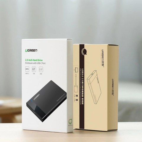 Ugreen kieszeń na dysk HDD SSD obudowa dysku SATA 2,5'' USB 3.2 Gen 1 (5 Gbps) micro USB SuperSpeed + kabel 0,5 m czarny (US221 