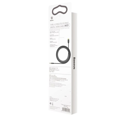 Baseus kabel audio stereo przejściówka AUX 3,5 mm mini jack - USB Typ C do telefonu tabletu 120cm czarny (CAM01-01) Baseus kabel audio stereo przejściówka AUX 3,5 mm mini jack - USB Typ C do telefonu tabletu 120cm czarny (CAM01-01)