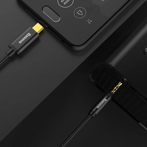 Baseus kabel audio stereo przejściówka AUX 3,5 mm mini jack - USB Typ C do telefonu tabletu 120cm czarny (CAM01-01) Baseus kabel audio stereo przejściówka AUX 3,5 mm mini jack - USB Typ C do telefonu tabletu 120cm czarny (CAM01-01)