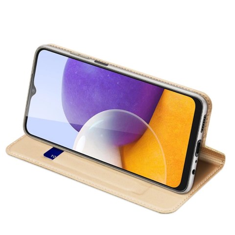 Dux Ducis Skin Pro kabura etui pokrowiec z klapką Samsung Galaxy A22 4G złoty
