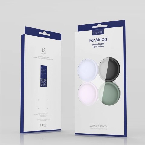 Dux Ducis zestaw 4x silikonowe etui brelok zawieszka case do lokalizatora Apple AirTag (4 kolory: czarny, zielony, różowy, niebi Dux Ducis zestaw 4x silikonowe etui brelok zawieszka case do lokalizatora Apple AirTag (4 kolory: czarny, zielony, różowy, niebi