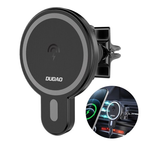 Dudao samochodowy uchwyt magnetyczny indukcyjna ładowarka Qi 15W (kompatybilna z MagSafe) czarny (F13) Dudao samochodowy uchwyt magnetyczny indukcyjna ładowarka Qi 15W (kompatybilna z MagSafe) czarny (F13)