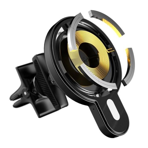 Dudao samochodowy uchwyt magnetyczny indukcyjna ładowarka Qi 15W (kompatybilna z MagSafe) czarny (F13) Dudao samochodowy uchwyt magnetyczny indukcyjna ładowarka Qi 15W (kompatybilna z MagSafe) czarny (F13)