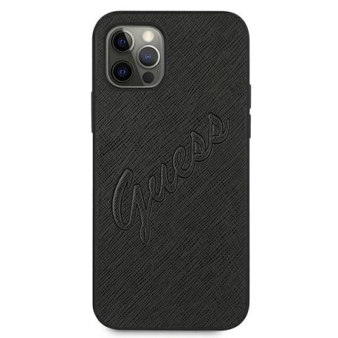 Etui Guess Saffiano Vintage Script na iPhone 12 Pro Max 6,7" - czarne