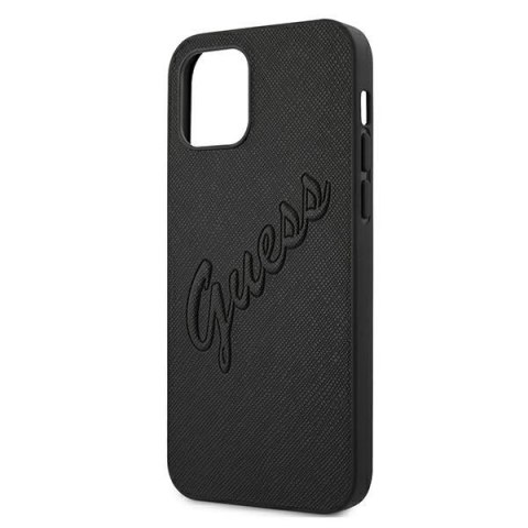 Etui Guess Saffiano Vintage Script na iPhone 12 Pro Max 6,7" - czarne