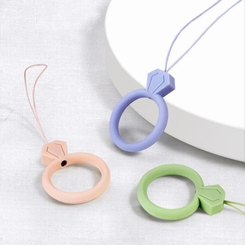 Silikonowa smycz do telefonu zawieszka diament ring na palec żółty Silikonowa smycz do telefonu zawieszka diament ring na palec żółty