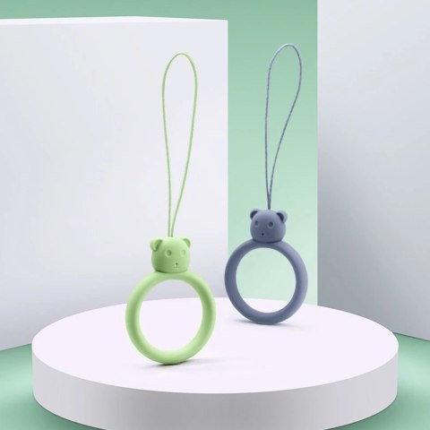 Silikonowa smycz do telefonu zawieszka miś niedźwiadek ring na palec zielony Silikonowa smycz do telefonu zawieszka miś niedźwiadek ring na palec zielony