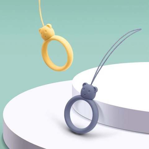 Silikonowa smycz do telefonu zawieszka miś niedźwiadek ring na palec zielony Silikonowa smycz do telefonu zawieszka miś niedźwiadek ring na palec zielony