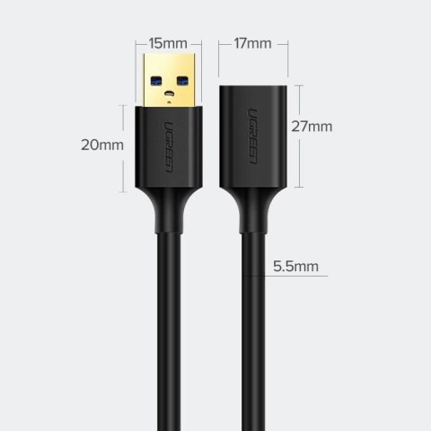 Ugreen kabel przewód przedłużacz przejściówka USB 3.0 (żeński) - USB 3.0 (męski) 3 m czarny (US129 30127) Ugreen kabel przewód przedłużacz przejściówka USB 3.0 (żeński) - USB 3.0 (męski) 3 m czarny (US129 30127)