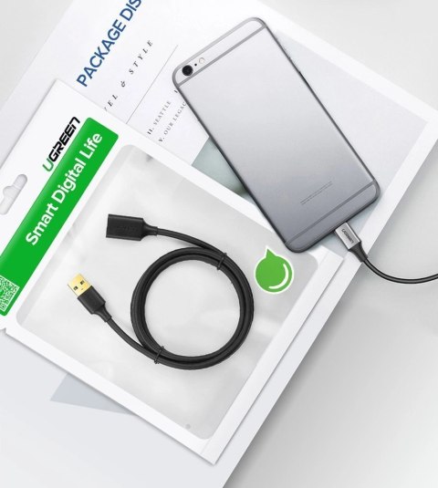 Ugreen kabel przewód przedłużacz przejściówka USB 3.0 (żeński) - USB 3.0 (męski) 3 m czarny (US129 30127) Ugreen kabel przewód przedłużacz przejściówka USB 3.0 (żeński) - USB 3.0 (męski) 3 m czarny (US129 30127)