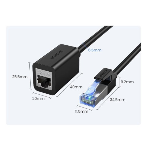 Ugreen przedłużacz kabel internetowy Ethernet RJ45 Cat8 40000 Mbps/ 40 Gbps 2m czarny (NW192 50200)