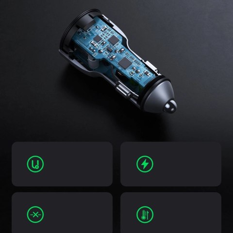 Ugreen szybka ładowarka samochodowa 2x USB 36W Quick Charge SCP FCP AFC szary (CD213 10144) Ugreen szybka ładowarka samochodowa 2x USB 36W Quick Charge SCP FCP AFC szary (CD213 10144)