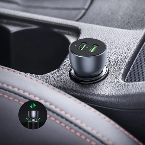 Ugreen szybka ładowarka samochodowa 2x USB 36W Quick Charge SCP FCP AFC szary (CD213 10144) Ugreen szybka ładowarka samochodowa 2x USB 36W Quick Charge SCP FCP AFC szary (CD213 10144)