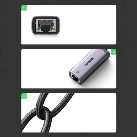 Ugreen zewnętrzna karta sieciowa USB Typ C - RJ45 1Gbps (1000Mbps) szary (40322 CM483) Ugreen zewnętrzna karta sieciowa USB Typ C - RJ45 1Gbps (1000Mbps) szary (40322 CM483)