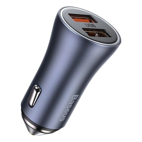 Baseus Golden Contactor Pro szybka ładowarka samochodowa 2x USB 40 W Quick Charge SCP FCP AFC + kabel USB - USB Typ C szary (TZC Baseus Golden Contactor Pro szybka ładowarka samochodowa 2x USB 40 W Quick Charge SCP FCP AFC + kabel USB - USB Typ C szary (TZC