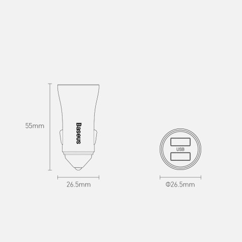 Baseus Golden Contactor Pro szybka ładowarka samochodowa 2x USB 40 W Quick Charge SCP FCP AFC + kabel USB - USB Typ C szary (TZC Baseus Golden Contactor Pro szybka ładowarka samochodowa 2x USB 40 W Quick Charge SCP FCP AFC + kabel USB - USB Typ C szary (TZC
