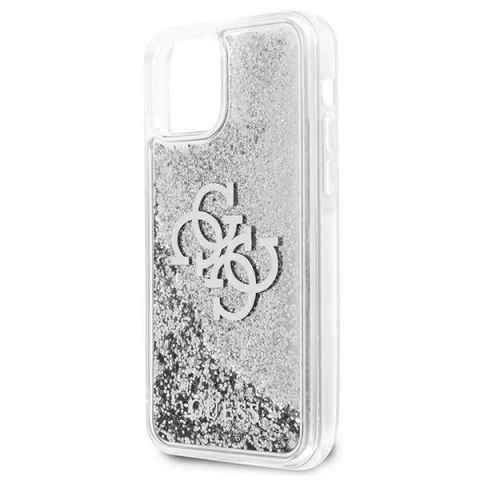Etui Guess 4G Big Liquid Glitter na iPhone 12 Pro Max - srebrne