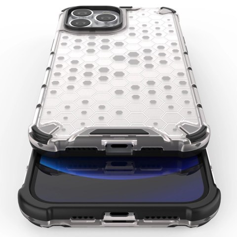 Honeycomb etui pancerny pokrowiec z żelową ramką iPhone 13 Pro Max przezroczysty