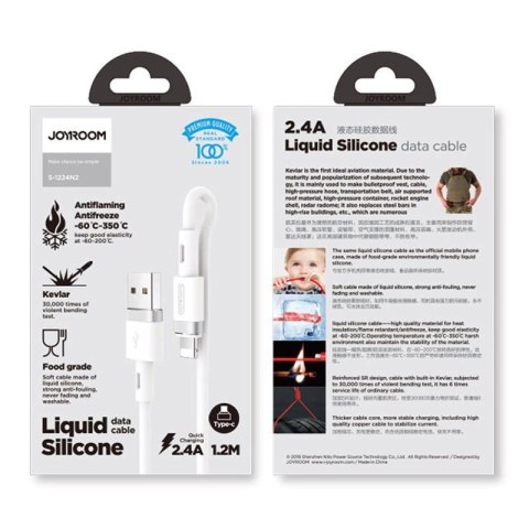 Kabel Joyroom Liquid Silicone Data Cable N2 USB-A / Lightning 2.4A 1.2m - biały Kabel Joyroom Liquid Silicone Data Cable N2 USB-A / Lightning 2.4A 1.2m - biały