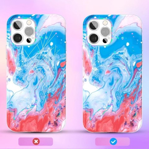 Kingxbar Watercolour Series kolorowe etui do iPhone 12 Pro Max niebieskoróżowy