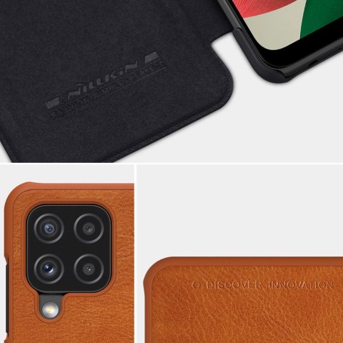 Nillkin Qin skórzana kabura etui Samsung Galaxy A22 4G brązowy Nillkin Qin skórzana kabura etui Samsung Galaxy A22 4G brązowy