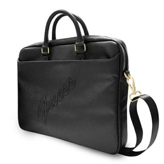 Torba Guess Saffiano Script na laptopa 16" - czarna
