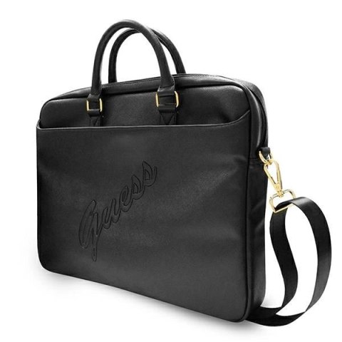 Torba Guess Saffiano Script na laptopa 16" - czarna Torba Guess Saffiano Script na laptopa 16" - czarna