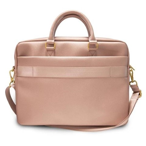 Torba Guess Saffiano Script na laptopa 16" - różowa Torba Guess Saffiano Script na laptopa 16" - różowa